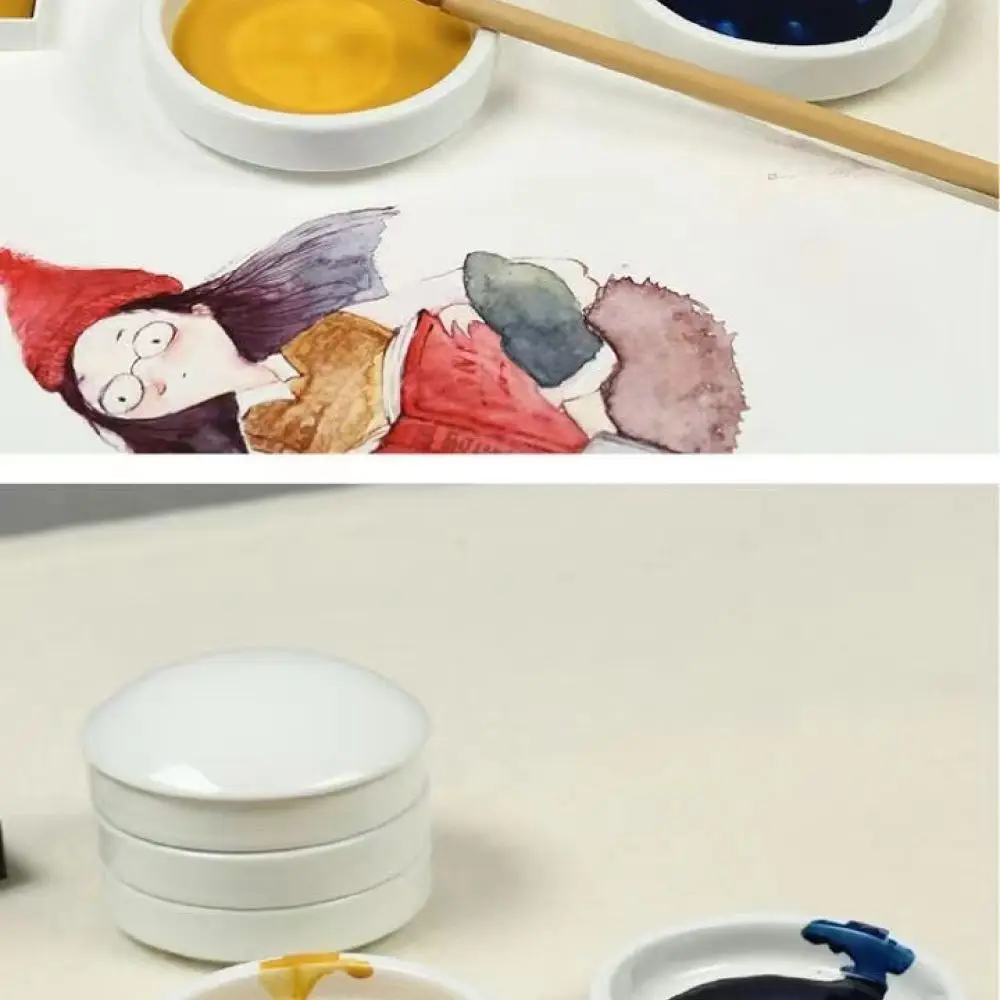 Premium Hand Painted Porcelain Ink Plate Five Layer Mixing Tray For Chinese Calligraphy Painting Studio Art Supplies