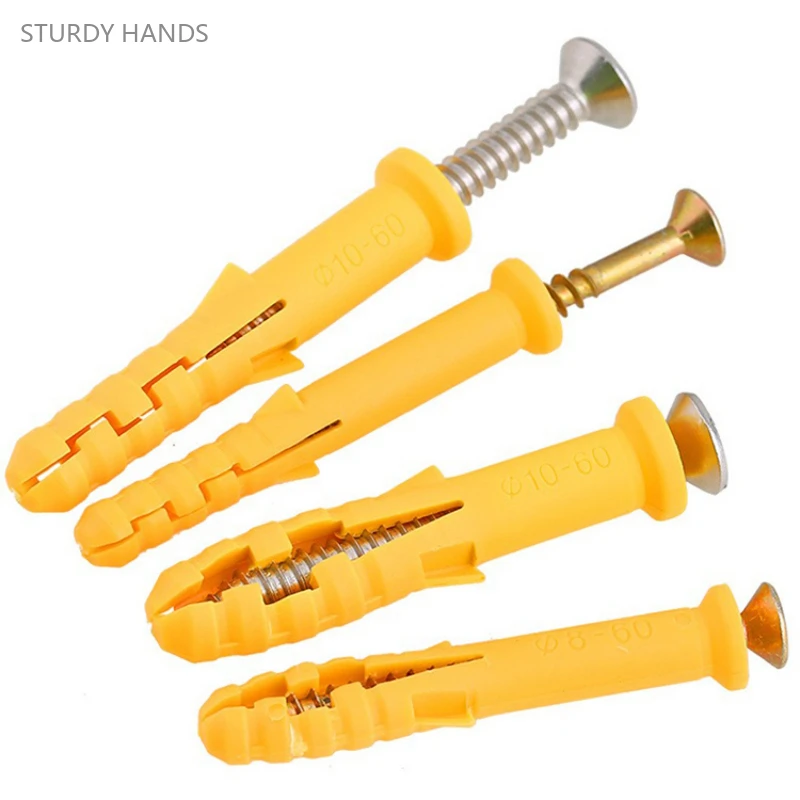

1 комплект стальных желтых винтов для выкручивания, расширительные винты, резиновые заглушки, самонарезающая пластиковая Расширительная Труба, набор болтов M6M8M10