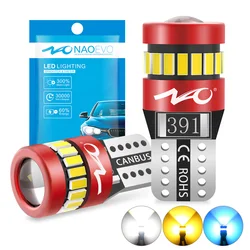 NAO W5W T10 LED Ultra Bright Car Accessories 5W5 3030 3014 SMD 12V 194 Auto Dome License Plate Side Light White Orange Crystal