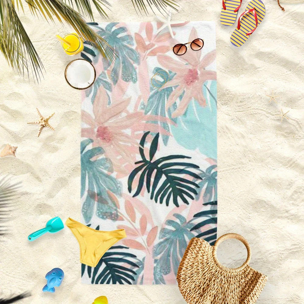 1 Quick-drying Beach Towel - Floral Bee Print Design, Soft and Absorbent Microfiber, Lightweight for Beach, Camping, Pool