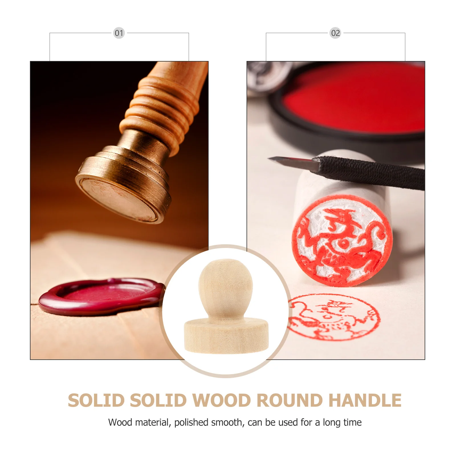

6Pcs Wooden Wax Seal Handles Smooth Polished Stamp Handle Replacement Parts DIY Scrapbooking Stamper Handle Elegant Retro Design