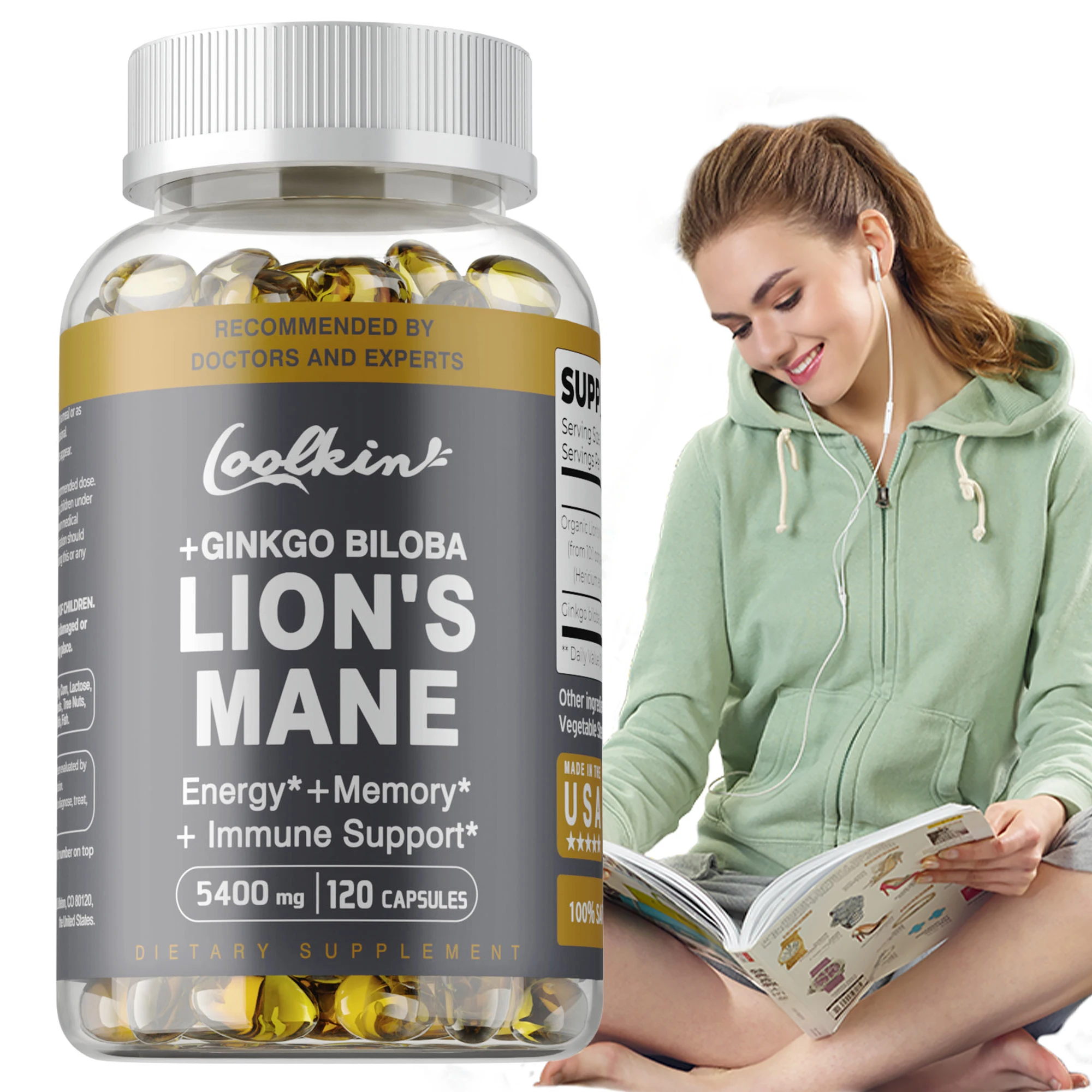 

Lion's Mane Mushroom - Enhance Brain Function, Improve Memory and Cognition, Improve Mood and Sleep Health - 120 Capsules