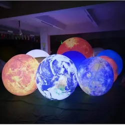 Inflatable Moon earth Satellite Model with LED pvc Air-tight Hanging Inflatable Planet Solar System Balloon for Decoration