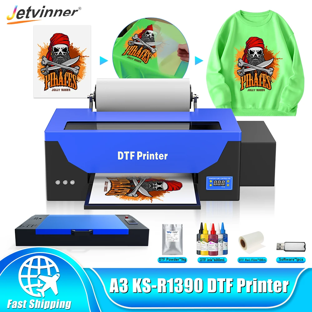 

A3 DTF Printer For Epson R1390 Direct to Film Transfer Printer With Roll Feeder Oven A3 tshirt Printing Machine For DIY Fabric