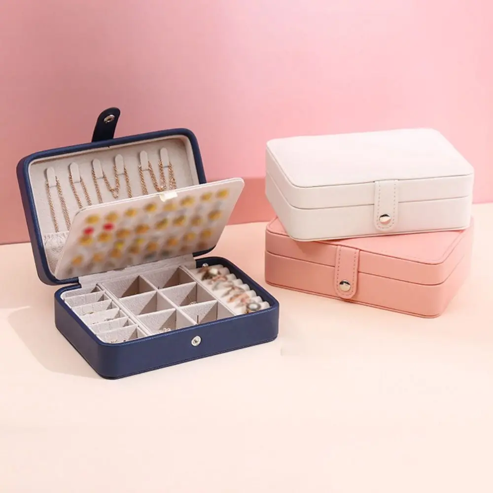 プレミアムレザー製ジュエリーボックス、多層式携帯用指輪イヤリングネックレス収納ボックス、二層式ジュエリーオーガナイザー、ネックレス用