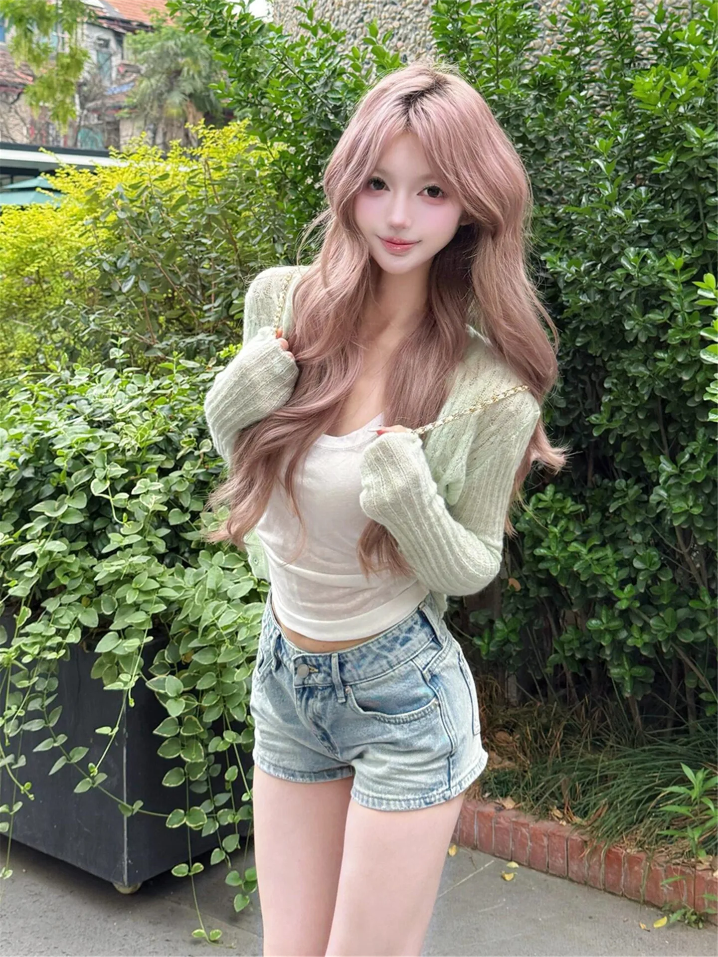 Retro American Light Blue Low Waist Denim Shorts Women's Summer Slimming Washed Hot Pants with Pleats Bodycon Cotton Jeans