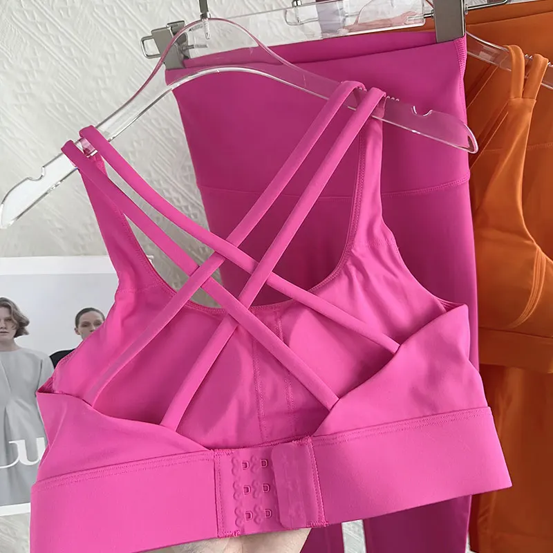 2 Piece Yoga Set High-end Sexy Fashion Adjustable Buckle Sports Bra High Waist Hip Lifting Leggings Running Breathable Set👚