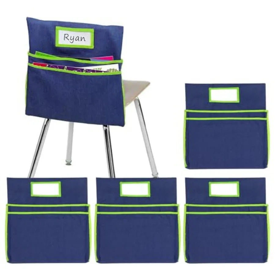 

16PCS Chairback Buddy Pockets Chart with 2 Heavy Duty Storage PocketSchool Supplies Chair Back Standard Denim Storage Organizer