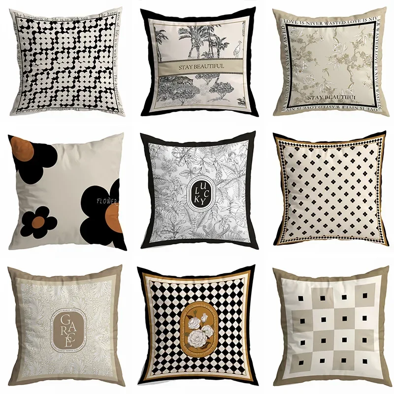 Black and White American Retro Throw Pillow Cover Geometry Home Sofa Car Office Pillow Cushion Cover