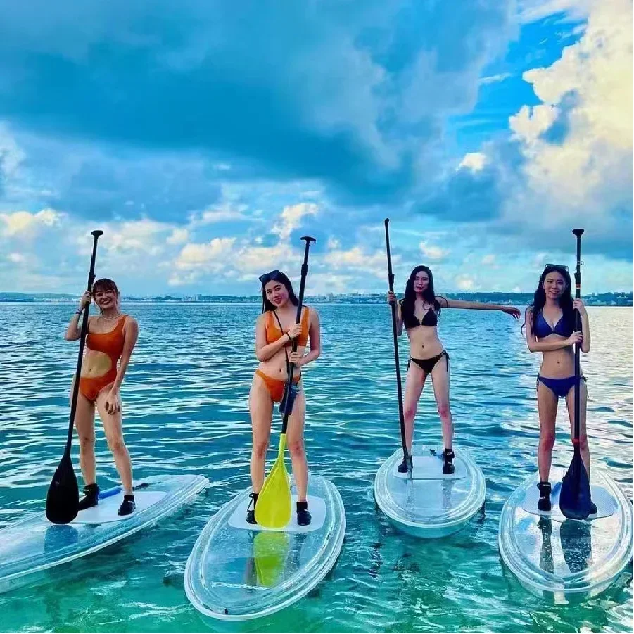 clear Surfing SUP paddle board Ocean board crystal PC Transparent sea sport stand up water rowing