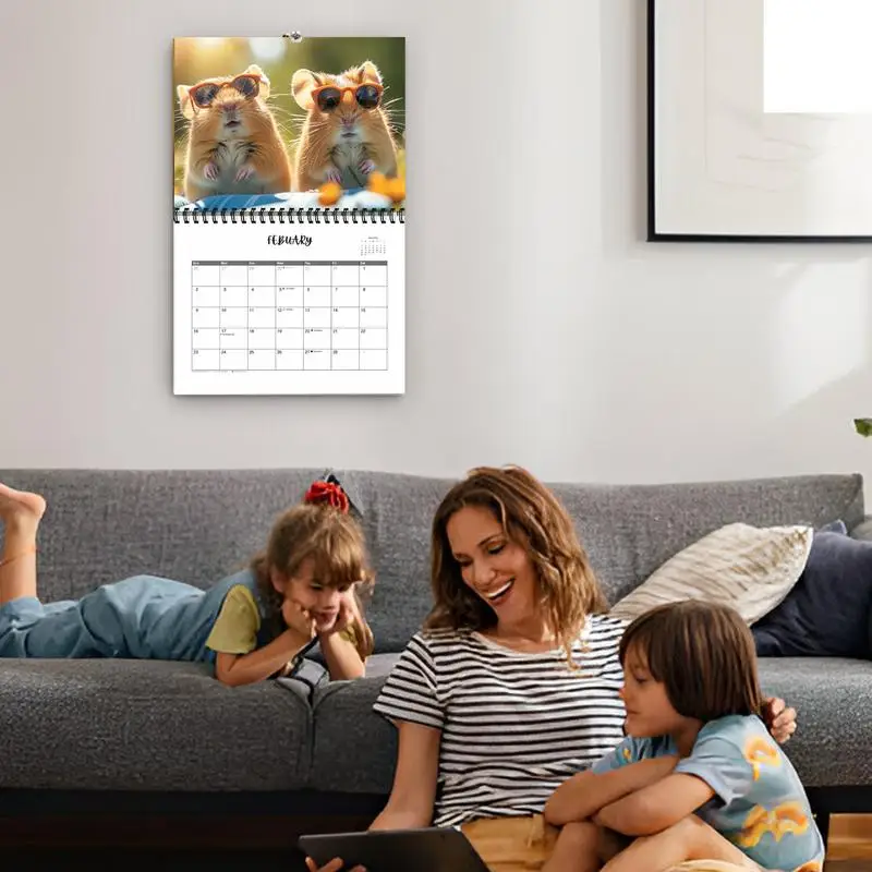 Calendario de pared con temática de animales, planificador decorativo de papel para el hogar, empresa, tienda escolar, 2025, 2025