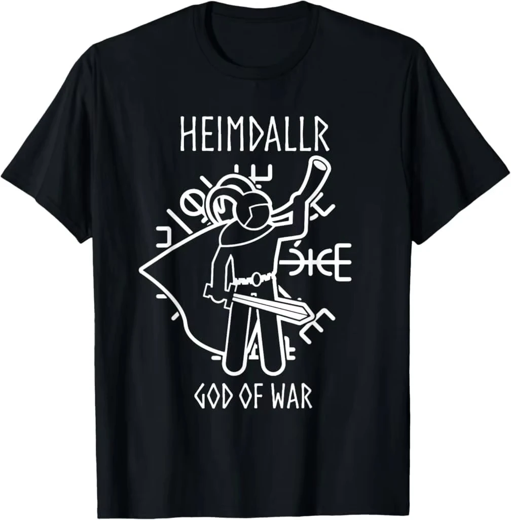 Heimdallr God War Guitarist Graphic Tee Black Cotton Short Sleeve T-Shirt Music Gaming Fans Soft Comfort Fit Available in S-4XL