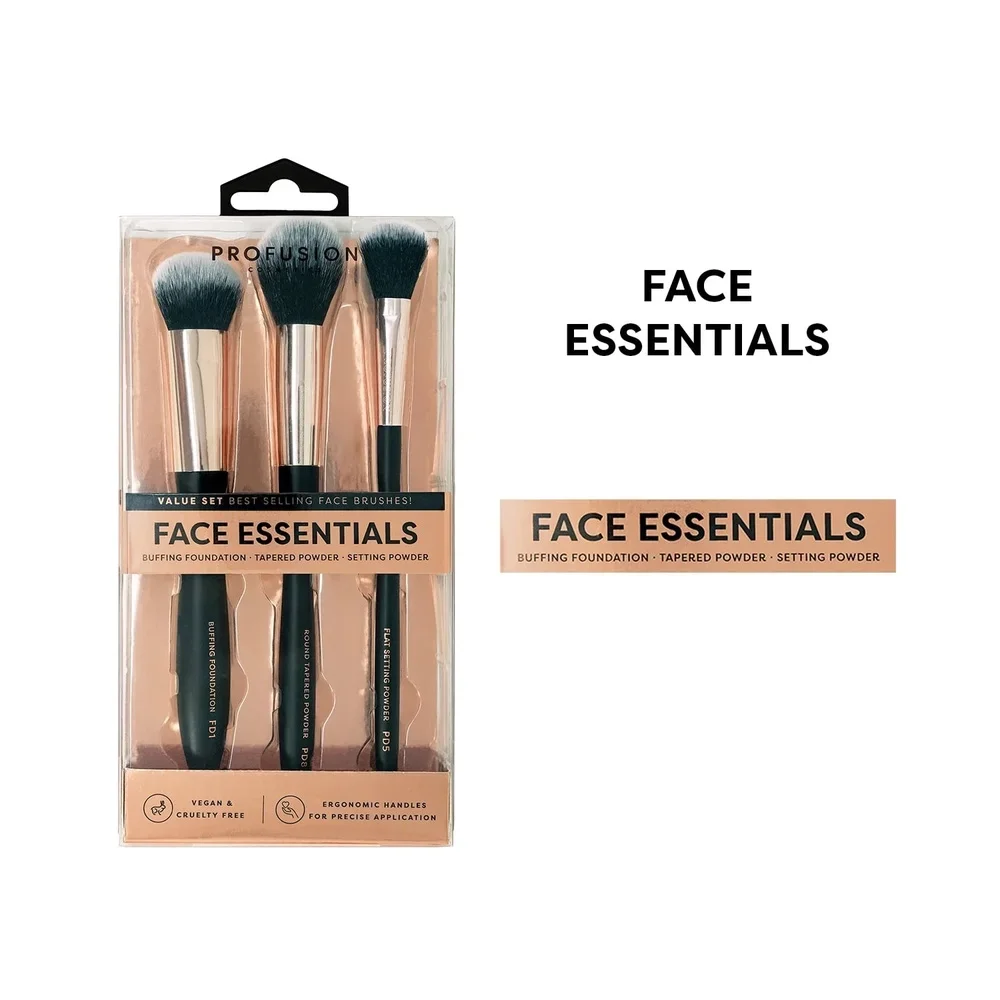 3Pc フェイスブラシセット ソフトタッチ ウェーブハンドル 軽量 精密バフファンデーション ラウンドパウダー フラットセッティングパウダー ビーガン