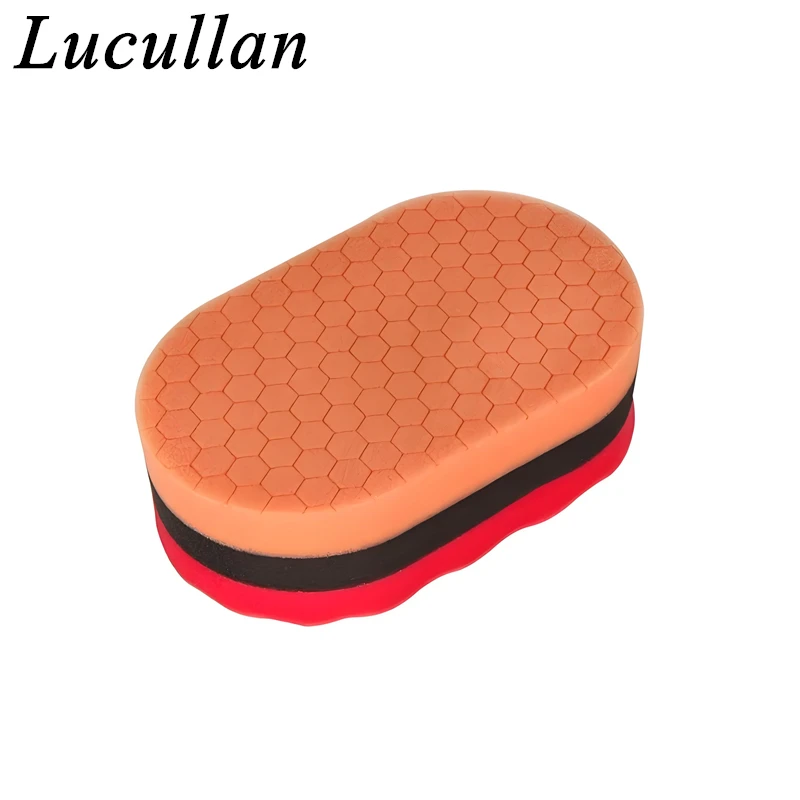 Lucullan 3 Colors Multipurpose Foam Applicator One Side For Polishing,The Other for Applying Wax or Polish