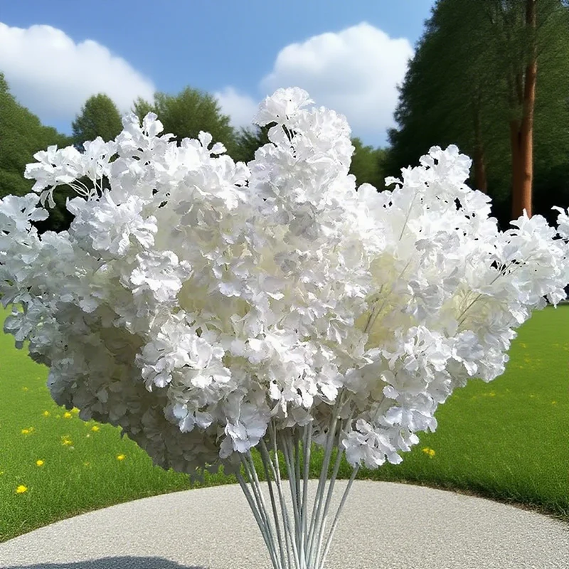 10 pièces, branches blanches, gypsophile artificielle, plantes artificielles, fleurs de cerisier, décoration d'arche de mariage, fleur artificielle