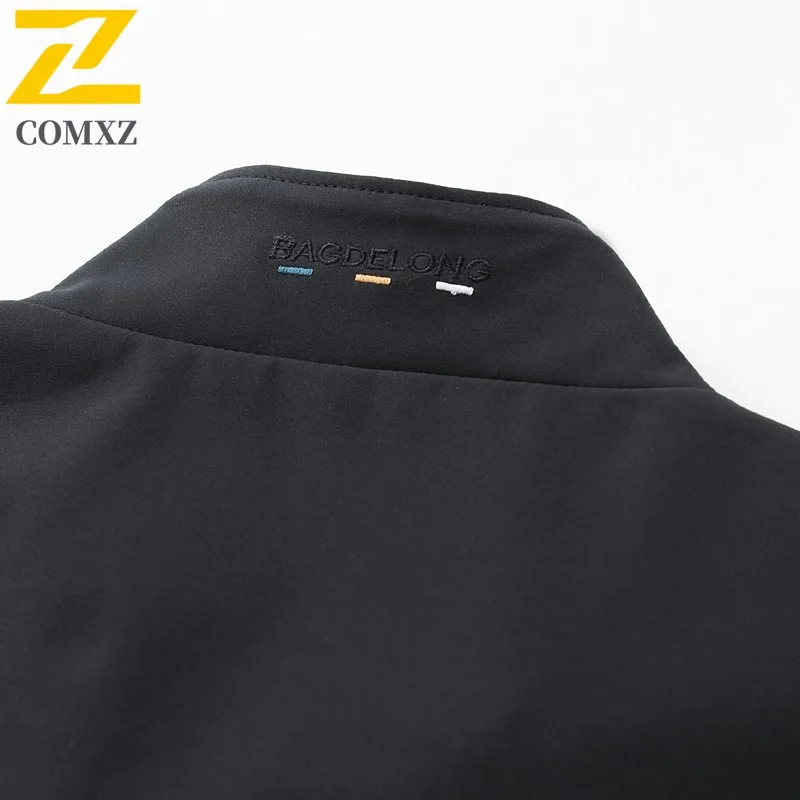 COMXZ Men Jacket 2025 Business Casual Solid Color Stand Collar Hiking Travel Lightweight Breathable Outerwear Windbreaker Coat