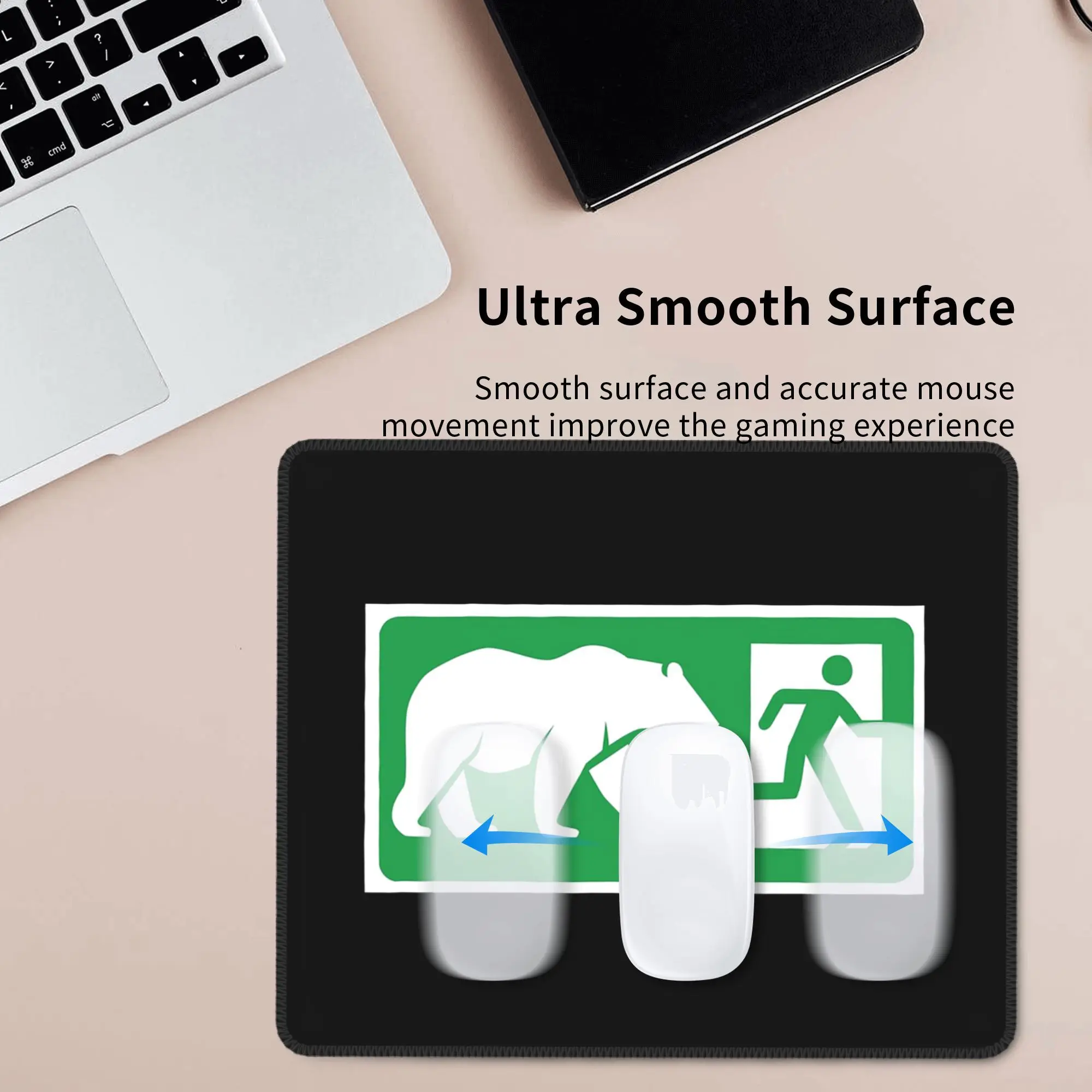 곰이 쫓는 출구 표시 마우스 패드 컴퓨터 키보드 마우스 매트 게이머 PC 노트북 책상 매트 사무용품 테이블 매트