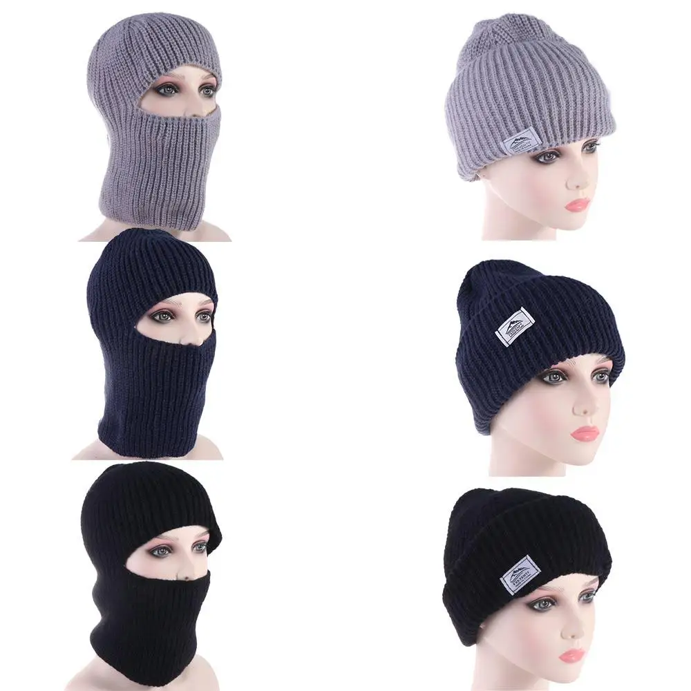 

Full Face Ski 2 in1 Mask Knitted Hat Multifunctional Windproof Cap Warm Knitted Balaclava Hats Baotou Hat Bonnet