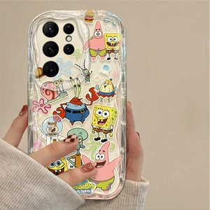 Entzückende Telefonabdeckung SpongeBobs Wave, Silikonabdeckung für Samsung Galaxy S24 Ultra S23 S22 Plus S20 S25 A55 A35 A15 A05 A05S 12 HauptverkaufsspongeBob Grande - №7