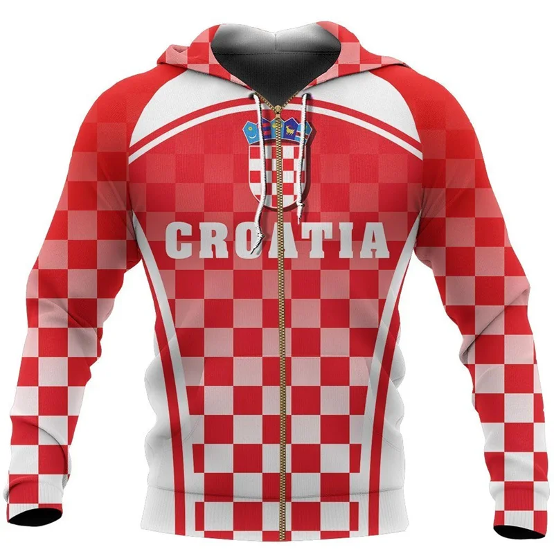 2024 New Croatia Hrvatska Heroe 3d Printed Zip Hoodies Men Oversize Sweatshirts Women Sports Pullover Hooded Y2k Clothes