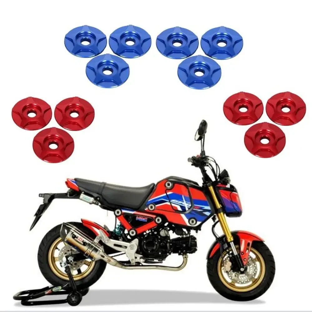 For HONDA MONKEY125 2018-2023 Honda MSX Grom125 2015-2020  6*Blue 6*Red CNC Side Panel Cover Full Set Verge Washer