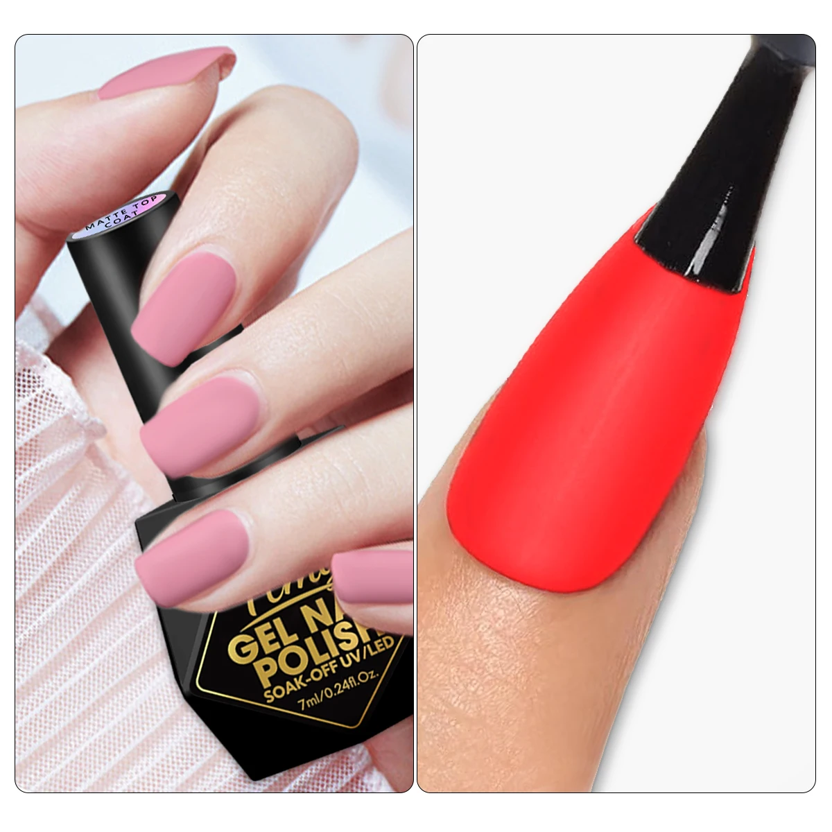 7ML Glossy & Matte No Wipe Top Coat, UV/LED Soak Off Kit, Unscented, Lead-Free, for Adult DIY Salon Manicure