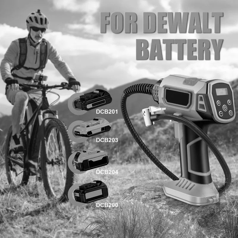 Portable Handheld Air Pump Cordless Tyre Inflator for Makita/Milwaukee 18V Li-ion Batteries with Digital Pressure Gauge for Cars
