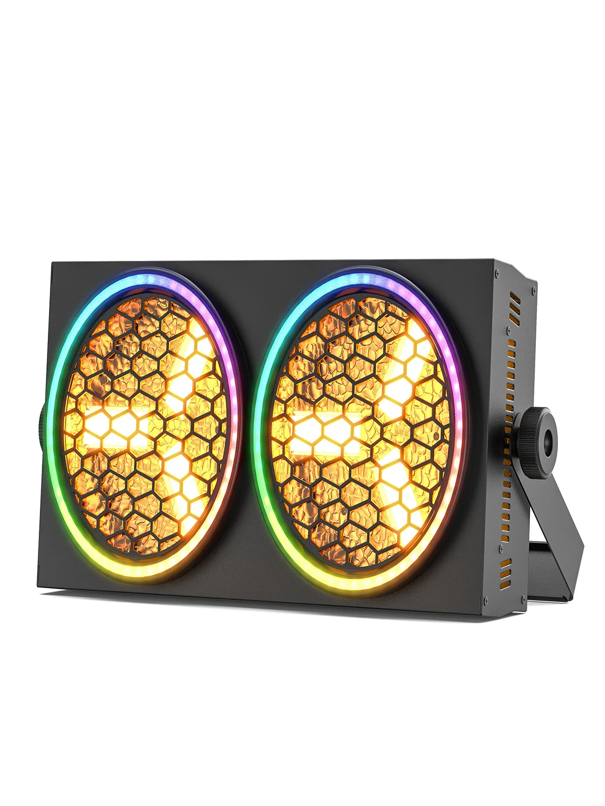 U'King 2PCS 200W LED COB Audience Light 2 Eyes Blinder Light DMX512 Retro Par Light Strobe Stage Light with RGB LED Strips