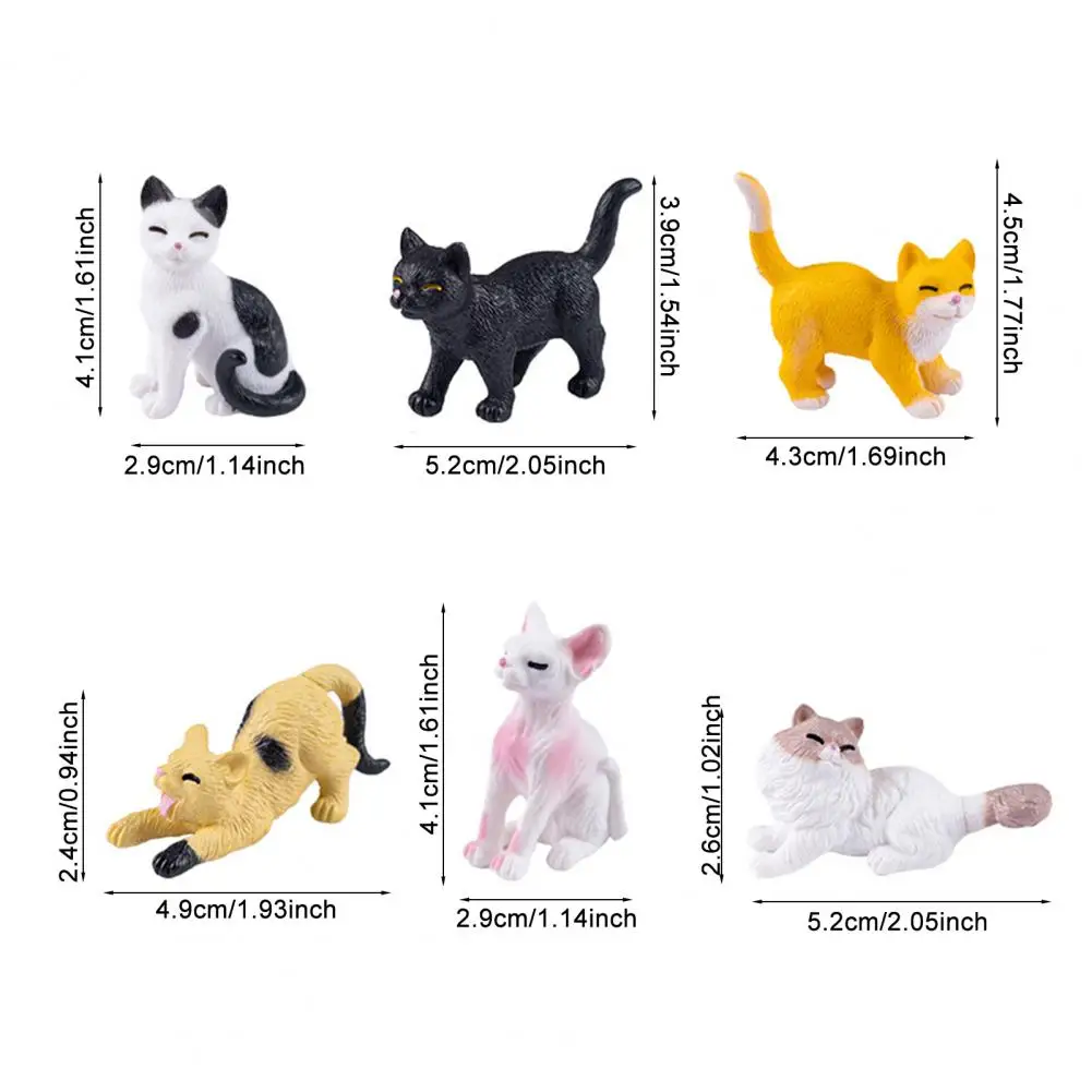 مجموعة تمثال قطة صغيرة لتزيين مكتب تخفيف التوتر مكونة من 6 قطع من مجموعة زينة القطط مع للمنزل