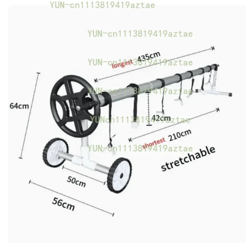 Custom Size Stainless Steel Solar Pool Cover Roller Reel, Heavy Duty Winding Reel for In-Ground Swimming Pool Solar Blanket