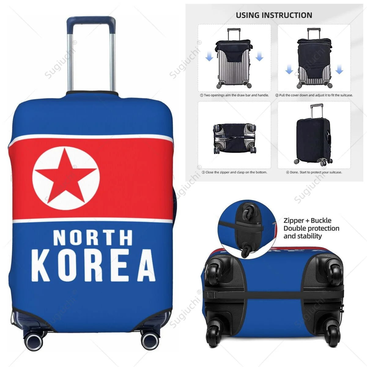 

North Korea Flag Luggage Cover Suitcase Elastic Dust Case Travel Accessories Printed Baggage Case Protective