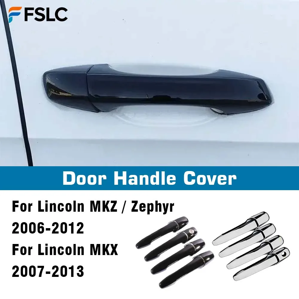 Door Handle For Lincoln MKX 2007-2013 Lincoln MKZ Zephyr 2006-2012 Black Chrome Accessories Sticker Car Styling