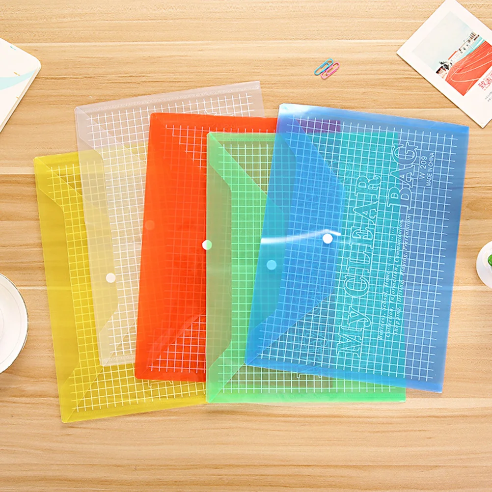 12Pcs Clear PP A4 Document Folder Button Type File Holder Waterproof Office Document Organizer for Home Outdoor