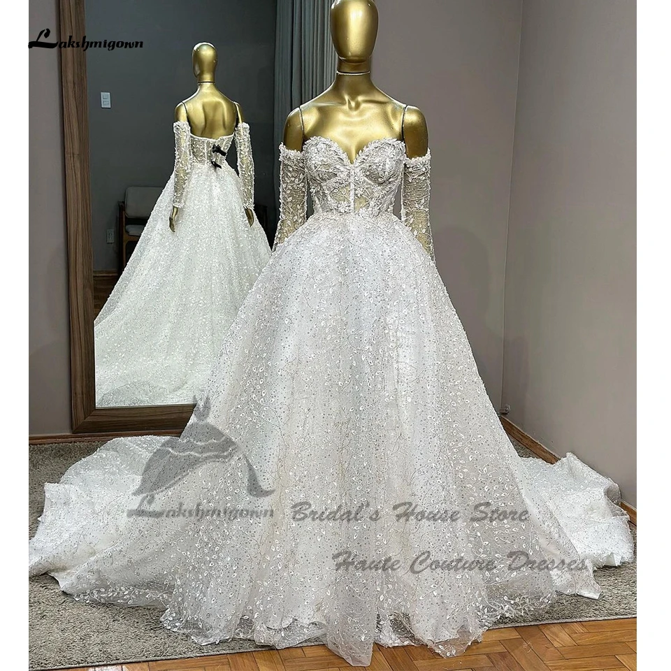 

Lakshmigown Luxury Floral Lace Wedding Gowns 2024 Vestidos De novia Arabic Women Sexy Bridal Dress Beading Off The Shoulder