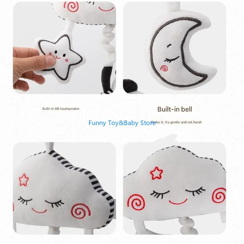 オルゴールベビーベッド携帯おもちゃぬいぐるみ動物デザイン赤ちゃん視覚刺激と心を落ち着かせるなだめる新生児ベッドベル C90B