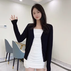2024 가을 한국 패션 브라운 블랙 귀여운 탑 가디건 여성 크로 셰 뜨개질 핑크 탑 니트 스웨터 긴 소매 탑 의류, 귀여운 탑 가디건 여름 가디건 한국스타일 스웨터 볼레로가디건 긴팔 티셔츠 한국 조끼 스웨터 가디건 여성여름 톰브라운 가디건 블라우스 한국 스타일