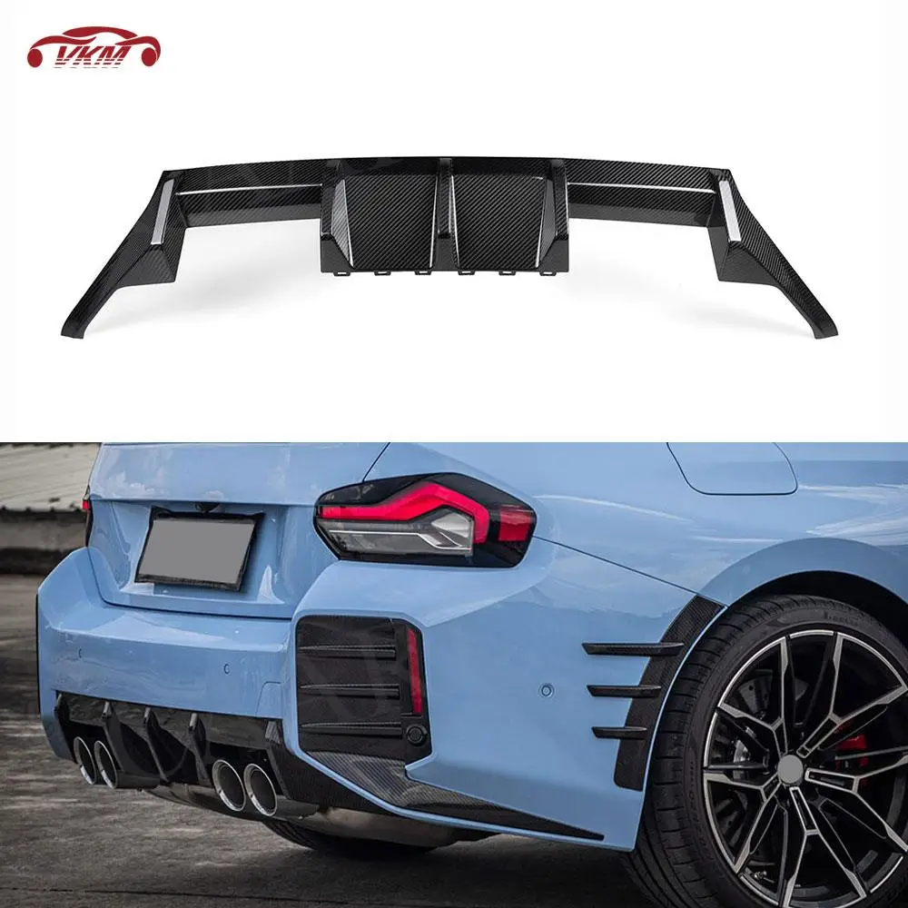 

Dry Carbon Fiber For BMW M2 G87 2023 + Rear Bumper Diffuser Lip Flag Spoiler Splitter FRP Rear Lip Protector Guard Two Styles