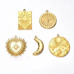 6PCS Stainless Steel Heart Charms Star Moon Pendants for DIY Making Earrings Necklace Bracelet Jewelry Accessories