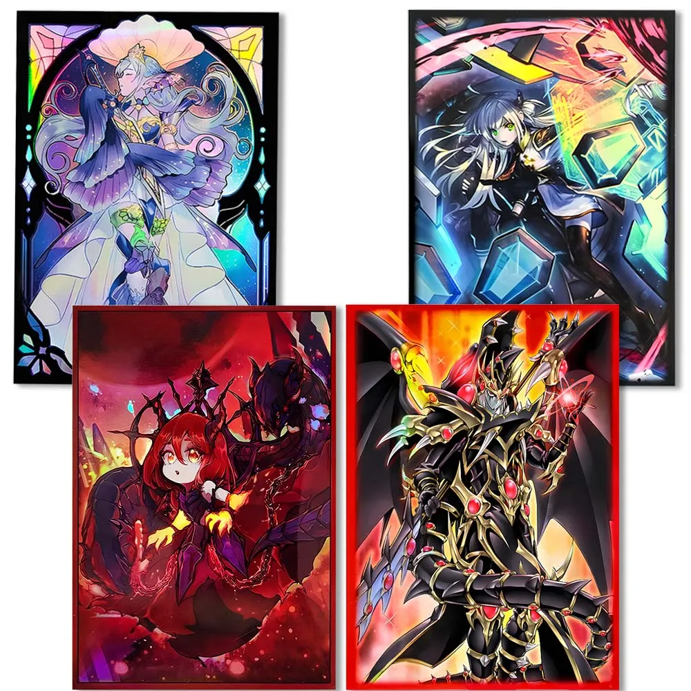 

50PCS 63*90MM YGO Anime Card Sleeves Japanese Size Shining Flash Board Game Trading Card Protector Sortable Waterproof