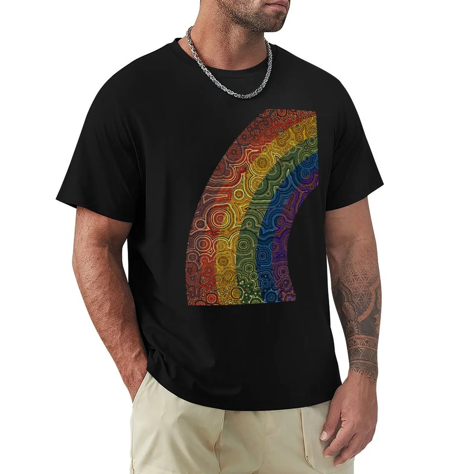 malachite rainbow T-Shirt Simple Casual Short Sleeve Cotton T-Shirt