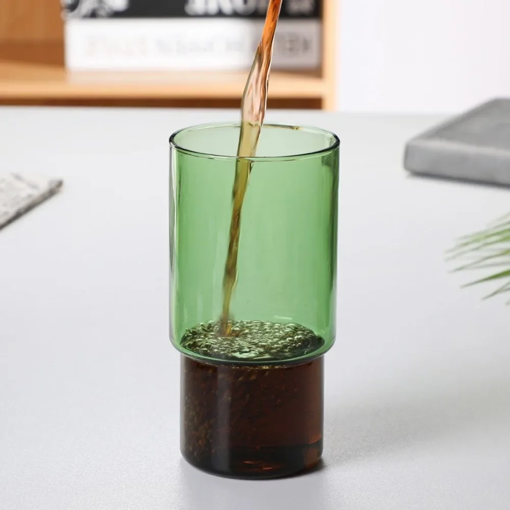 1 PC 220ml 480ml Coffee Cup Stackable Clear Amber Blue Green Colored Heat Resistant Milk Water Glass Mug High Borosilicate Mug