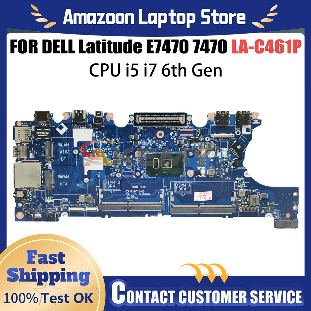 

Материнская плата для ноутбука Dell Latitude E7470 LA-C461P 0DGYY5 0VNKRJ 03GMP2 02R1TC i3 i5 i7 6-го поколения, материнская плата для ноутбука