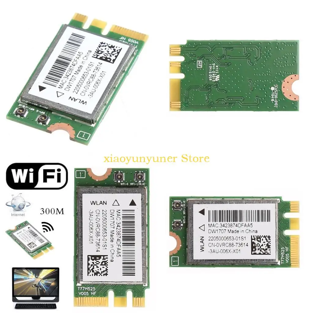 P9JB V4.0 Bluetooth-compatible Ngff for M.2 WIFI WLAN Card 300M Wireless For Dell DW1707 0VRC88 for Qualcomm Atheros QCNFA33