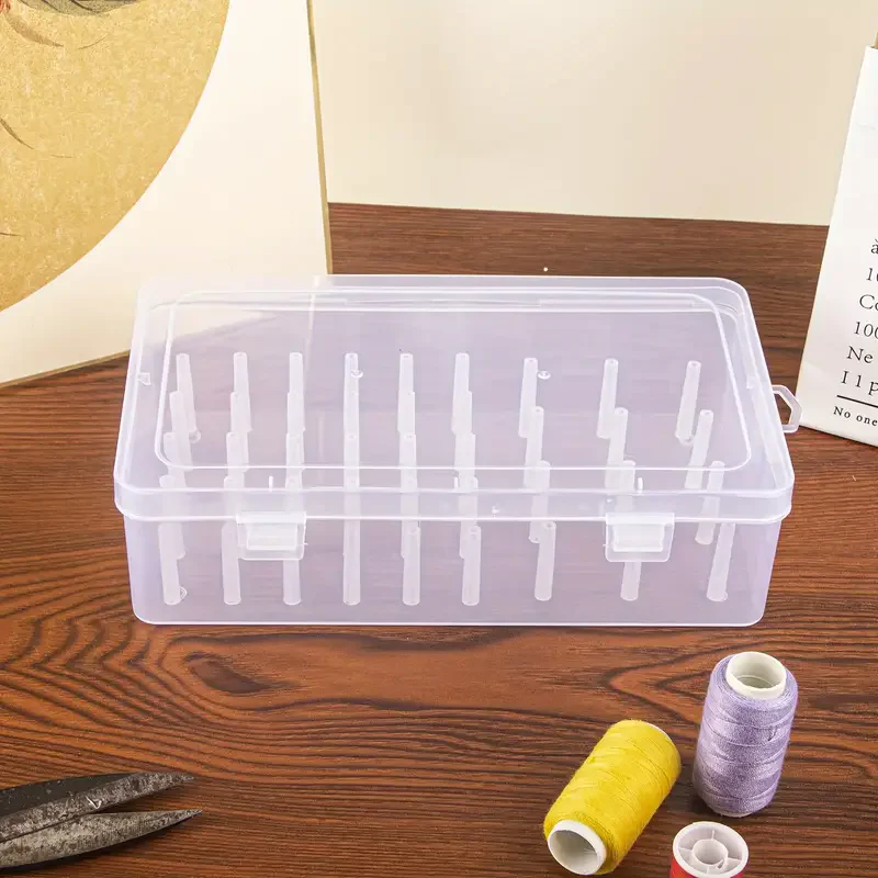 42 Axis Sewing Thread Box, Spool Storage Box, Transparent Needle Cylinder Storage Rack, Home DIY Sewing Accessories