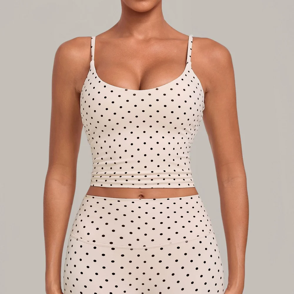 Stripes And Polka Dots Yoga Tank Top Women's Breathable Sports Underwear Gym Fitness Casual Vest Female Comfort Fit Workout Top
