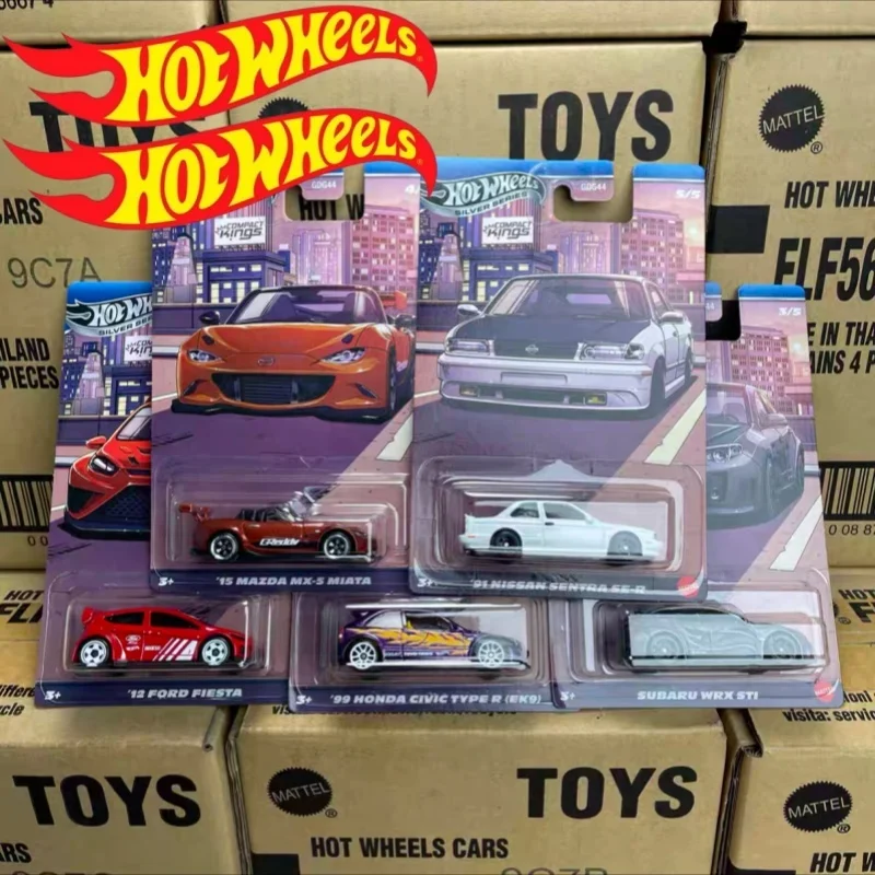 

Оригинальный компактный комплект Kings Mattel Hot Wheels, серебряная серия Ford Fiesta Civic Ek9 Nissan, масштаб 1/64, литая под давлением модель автомобиля, коллекция