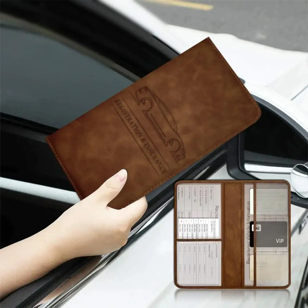 PU Leather Car Registration Insurance Card Holder Driver's License Cover Auto Documents Storage Wallet