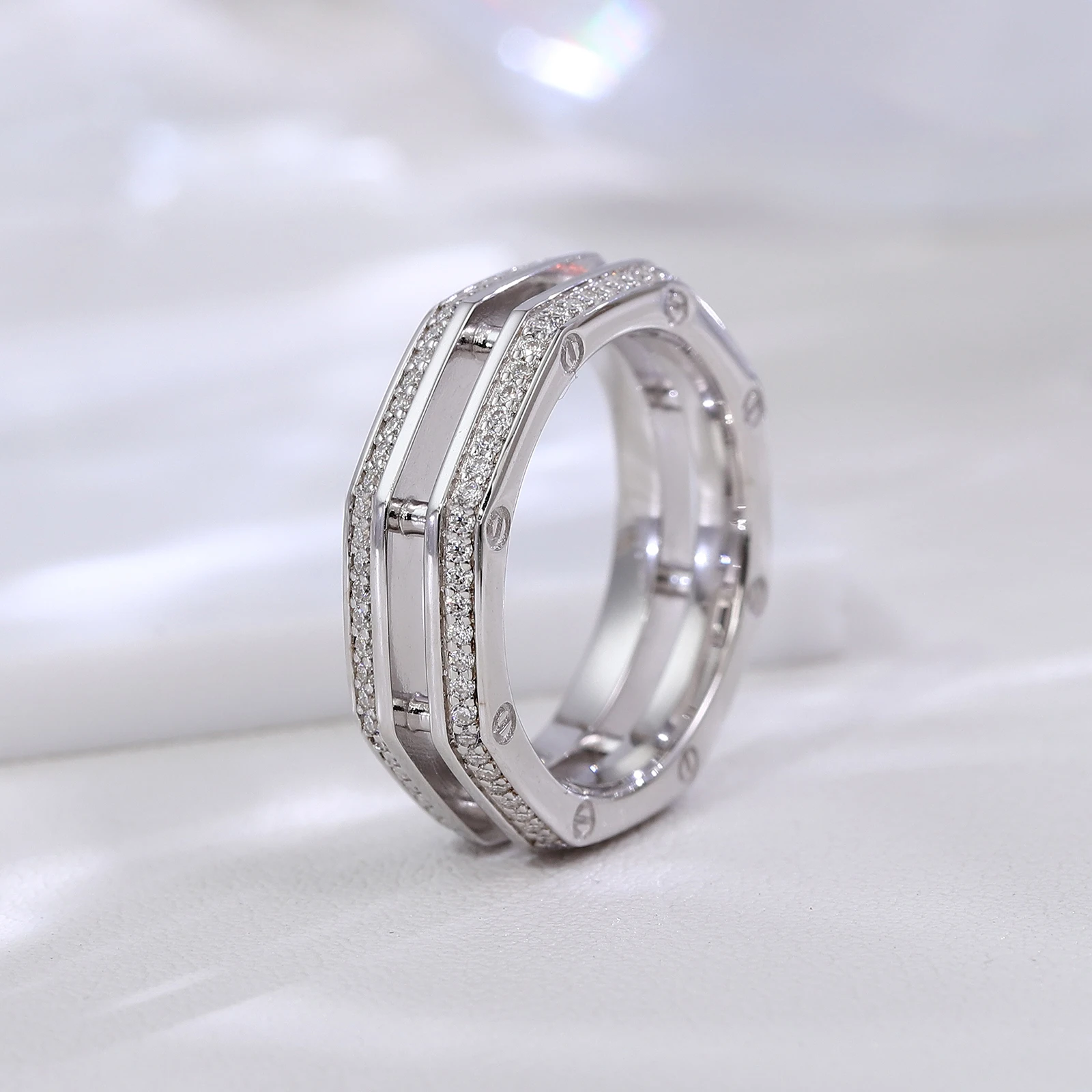 

Уникальное женское золотое кольцо в Провансе, серебряные кольца Kgold DEF/VS Lab Diamond, роскошное восьмиугольное кольцо с гайкой, модное кольцо для мужчин на заказ