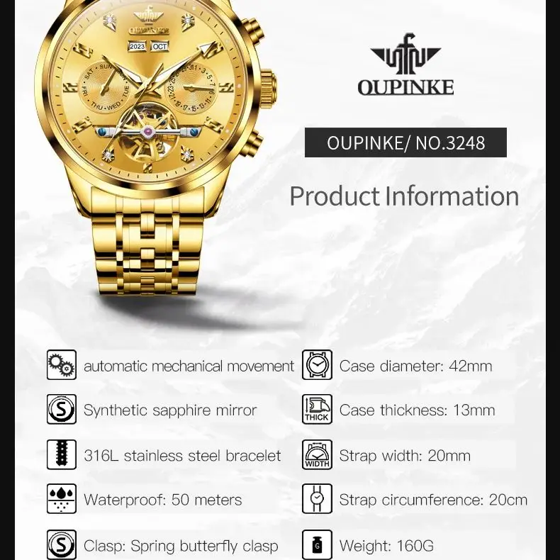 OUPINKE 3248 Men Watch Original Luxury Brand Men\'s Fully Automatic Mechanical Watch Business Multifunctional Watch Reloj Hombre