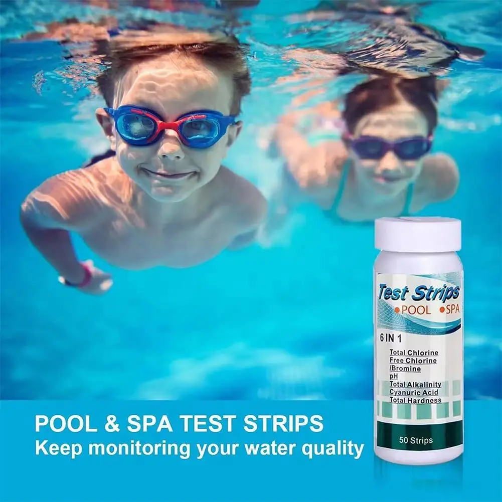 

6 In 1 Swimming Pool Ph Test Paper Chlorine Ph Value Tester 1 Test Strip Alkalinity pieces Pool Hardness Ph of 50 Cleaner b Y7J6